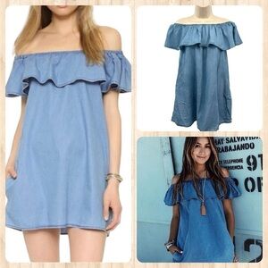Haute Monde Off the Shoulder Chambray Dress Size S